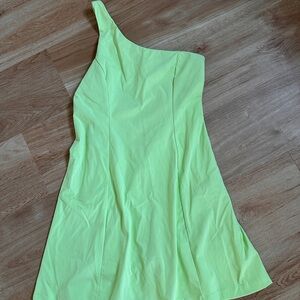 Outdoor Voices One-Shoulder Neon Green Active Dress